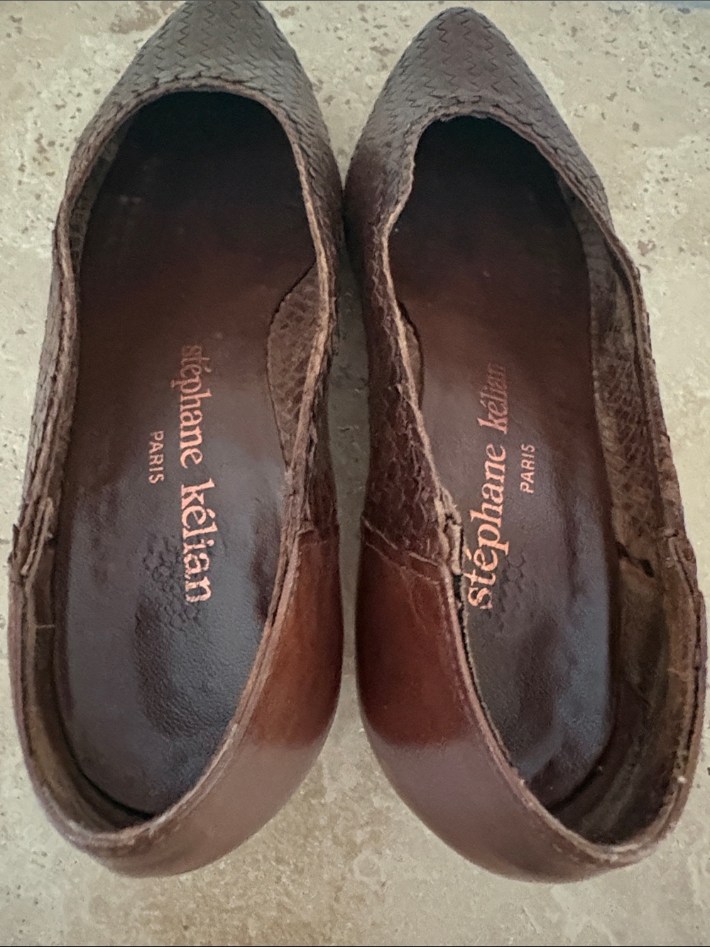 🔥HP🔥VTG Stéphane Kélian Paris, Brown Woven Pointed-Toe Pumps - Picture 14 of 17